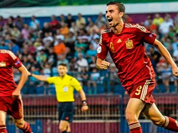 Los jugadores de la selección sub 19 celebran un gol Los jugadores de la selección sub 19 celebran un gol