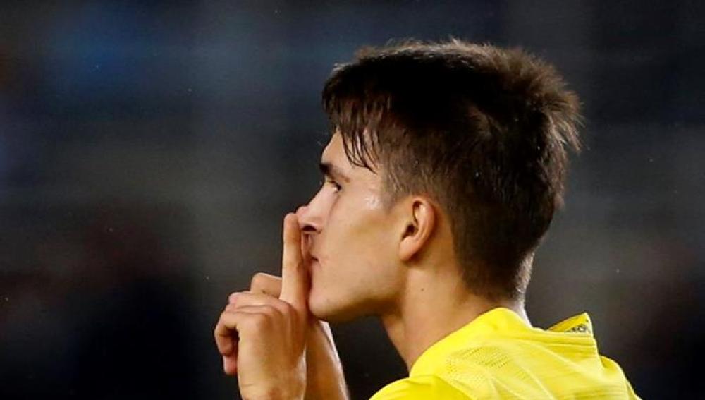 Denis Suárez celebra un gol frente a la Real Sociedad
