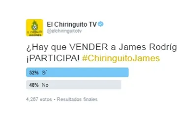 Encuesta de James realizada por Twitter Encuesta de James realizada por Twitter