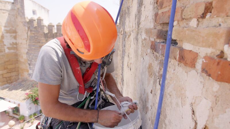 Devolver una cría de cernícalo a su nido, el objetivo improvisado de Servicios Verticales Carmona