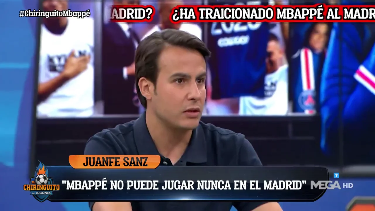 Juanfe Sanz: "Mbappé no puede jugar nunca en el Real Madrid" Juanfe Sanz: "Mbappé no puede jugar nunca en el Real Madrid"