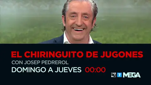 'El chiringuito de Jugones' con Josep Pedrerol. Y a las 23:45 horas 'El chiringuito: la cuenta atrás' 'El chiringuito de Jugones' con Josep Pedrerol. Y a las 23:45 horas 'El chiringuito: la cuenta atrás'