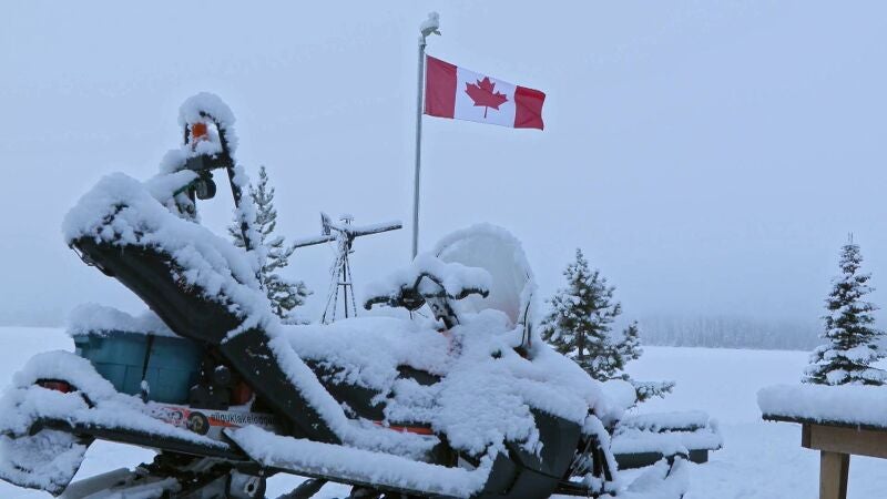 Atrapado en medio del bosque cuando intenta despejar la carretera de nieve tras una fuerte tormenta