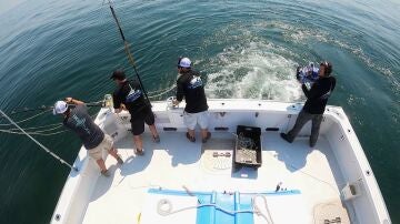 Pesca extrema - La ca&ntilde;a se engancha con el arp&oacute;n: &iexcl;menudo l&iacute;o se ha formado!