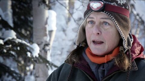 Sue Aikens desaf&iacute;a los 35 grados bajo cero para conseguir la le&ntilde;a que necesita para sobrevivir