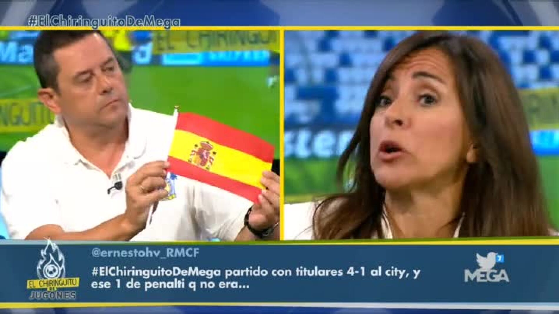 Roncero y una bandera de Espa&ntilde;a