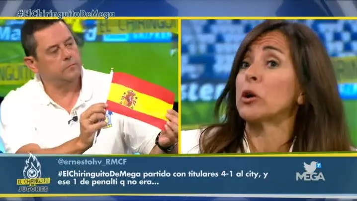 Roncero y una bandera de Espa&ntilde;a