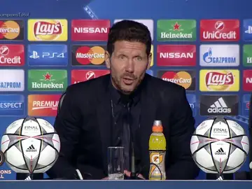 Simeone, durante la rueda de prensa posterior a la final de la Champions Simeone, durante la rueda de prensa posterior a la final de la Champions