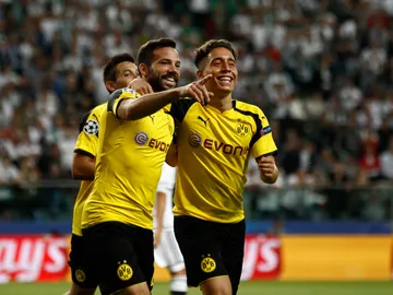 Los jugadores del Borussia Dortmund celebrando un gol en Champions League Los jugadores del Borussia Dortmund celebrando un gol en Champions League