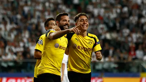 Los jugadores del Borussia Dortmund celebrando un gol en Champions League Los jugadores del Borussia Dortmund celebrando un gol en Champions League