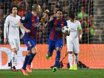 Neymar e Iniesta celebran el segundo gol ante el PSG Neymar e Iniesta celebran el segundo gol ante el PSG