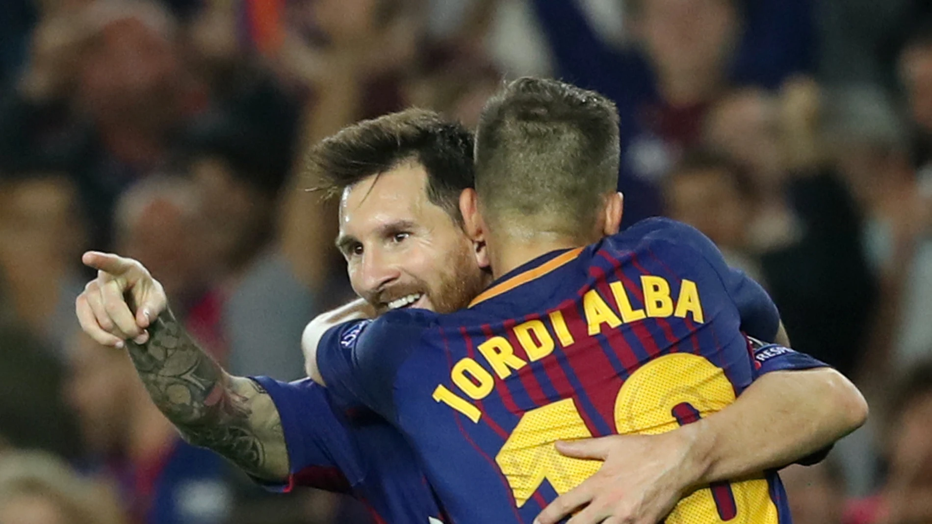 Messi celebra su segundo gol contra la Juventus