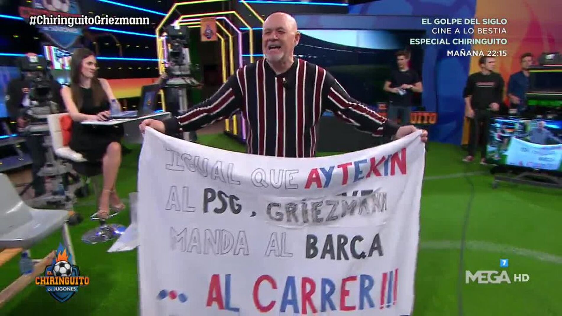 Alfredo Duro irrumpió en 'El Chiringuito' con su pancarta de Griezmann