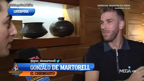 Adrián San Miguel, con El Chiringuito tras protagonizar el triunfo del Liverpool en la Supercopa de Europa Adrián San Miguel, con El Chiringuito tras protagonizar el triunfo del Liverpool en la Supercopa de Europa