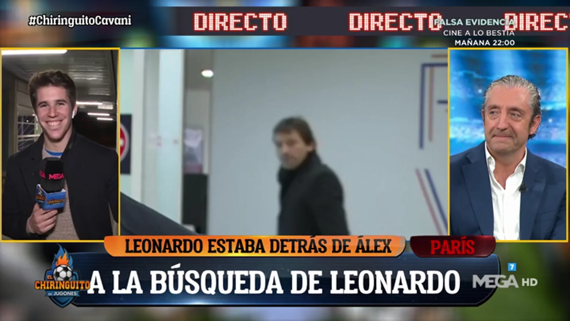 Leonardo, director deportivo del PSG, pasa detrás de Álex Silvestre en pleno directo