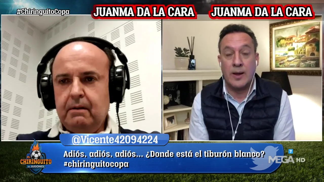 Brutal cara a cara entre Juanma Rodríguez y Edu Velasco tras la derrota del Madrid Brutal cara a cara entre Juanma Rodríguez y Edu Velasco tras la derrota del Madrid