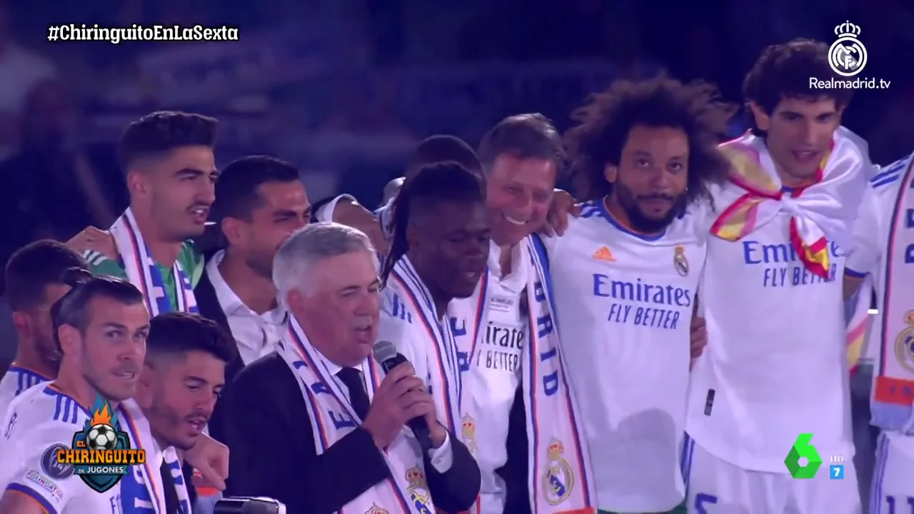 &iexcl;Ancelotti canta el himno de la D&eacute;cima!