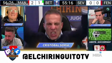 Cristóbal Soria, desatado con el 2-0 del Sevilla Cristóbal Soria, desatado con el 2-0 del Sevilla