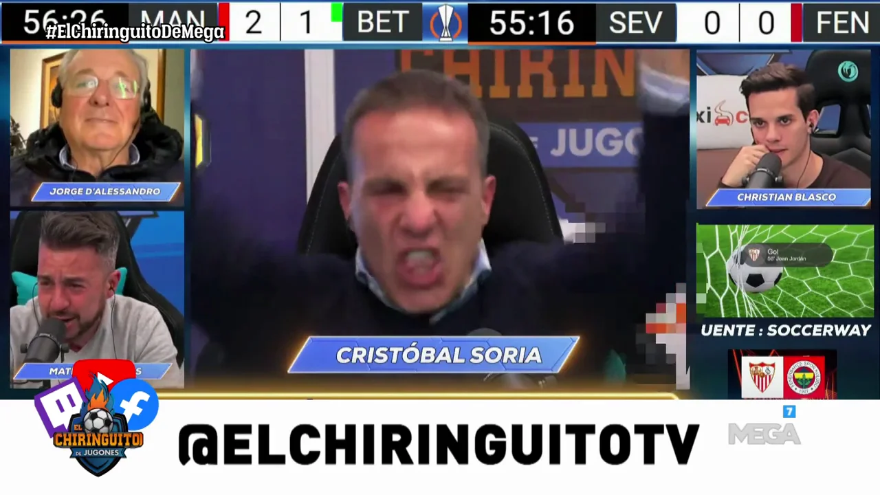Crist&oacute;bal Soria, desatado con el 2-0 del Sevilla