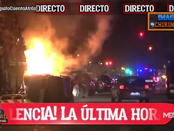 Un contenedor, en llamas en Mestalla Un contenedor, en llamas en Mestalla